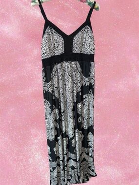 Apt. 9 Black and White Paisley Maxi Dress Size Large